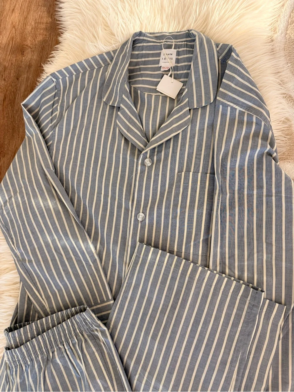 Men's Blue Stripe Pajama Shirt and Pants Set
